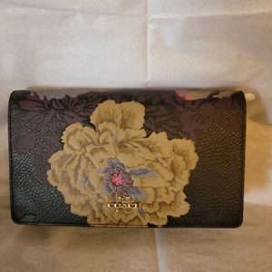 COACH 78559 Callie Foldover Chain Clutch Signature Canvas w/ Kaffe Fassett